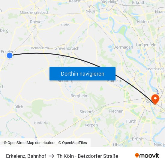 Erkelenz, Bahnhof to Th Köln - Betzdorfer Straße map