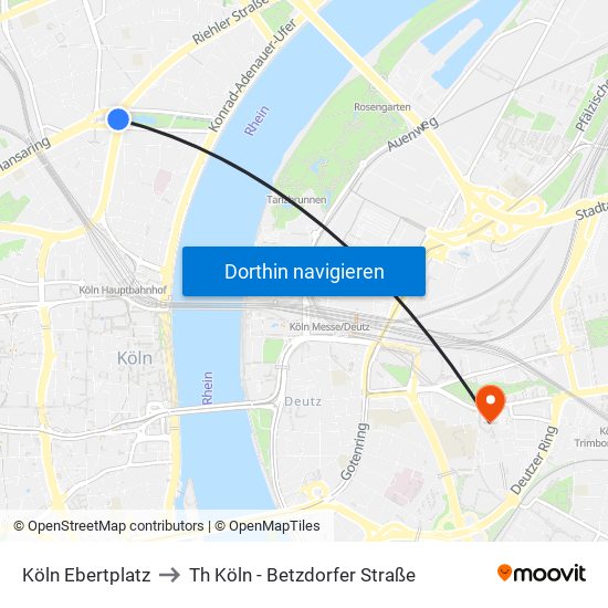 Köln Ebertplatz to Th Köln - Betzdorfer Straße map