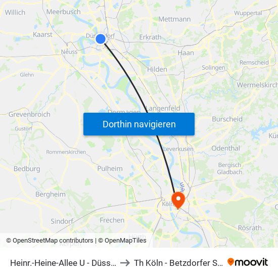 Heinr.-Heine-Allee U - Düsseldorf to Th Köln - Betzdorfer Straße map