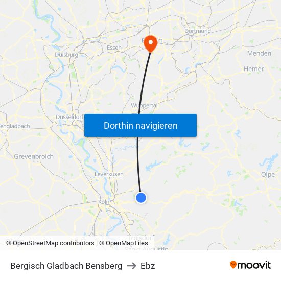 Bergisch Gladbach Bensberg to Ebz map