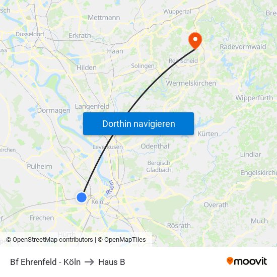 Bf Ehrenfeld - Köln to Haus B map