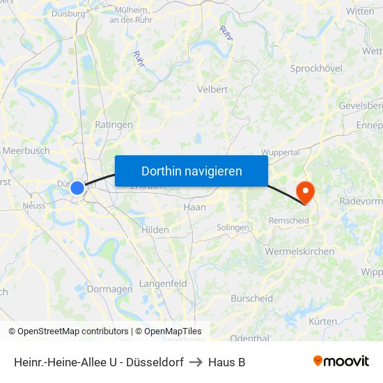 Heinr.-Heine-Allee U - Düsseldorf to Haus B map