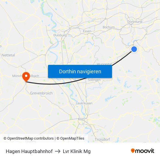 Hagen Hauptbahnhof to Lvr Klinik Mg map