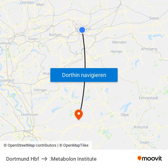 Dortmund Hbf to :Metabolon Institute map