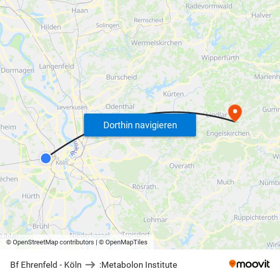 Bf Ehrenfeld - Köln to :Metabolon Institute map