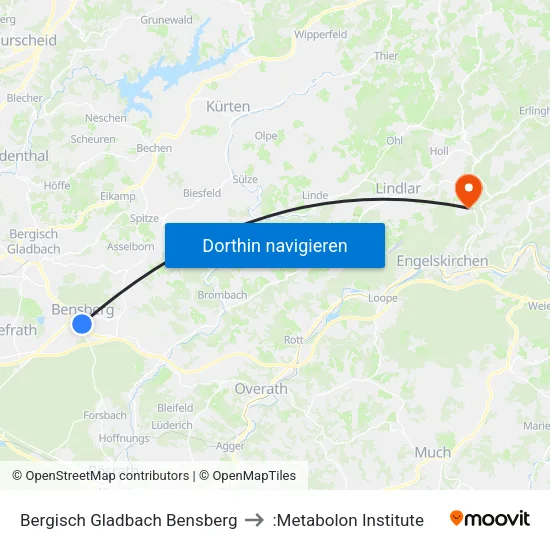 Bergisch Gladbach Bensberg to :Metabolon Institute map