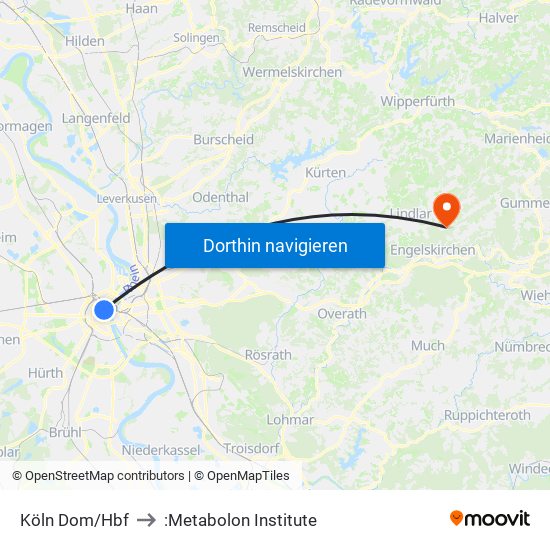 Köln Dom/Hbf to :Metabolon Institute map