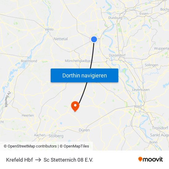 Krefeld Hbf to Sc Stetternich 08 E.V. map