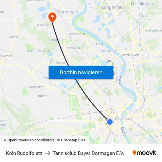 Köln Rudolfplatz to Tennisclub Bayer Dormagen E.V. map