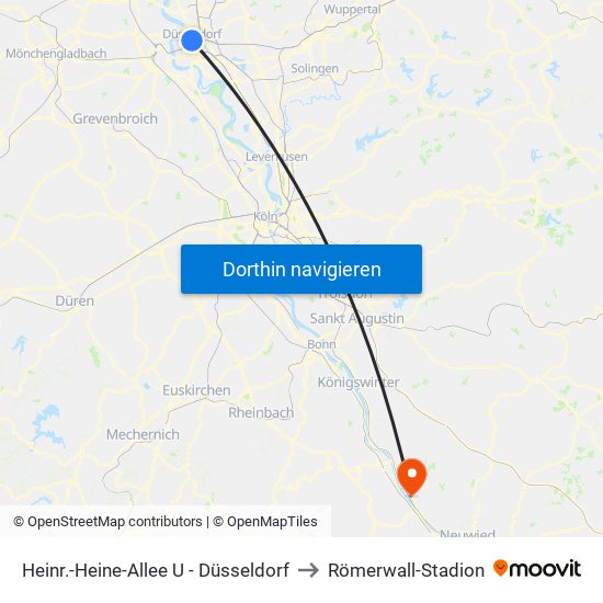 Heinr.-Heine-Allee U - Düsseldorf to Römerwall-Stadion map