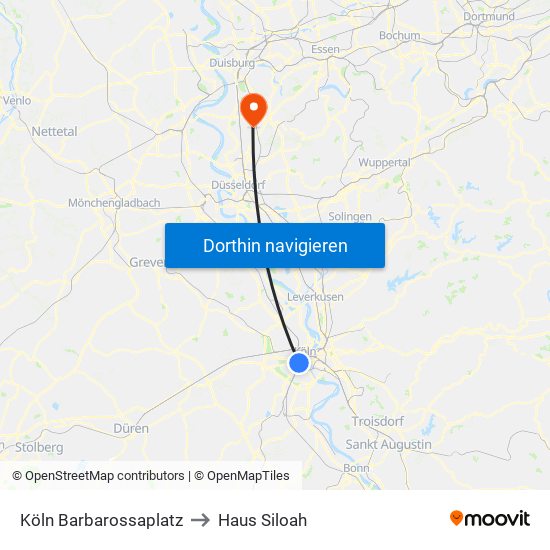 Köln Barbarossaplatz to Haus Siloah map