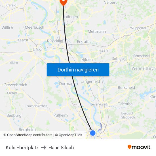 Köln Ebertplatz to Haus Siloah map