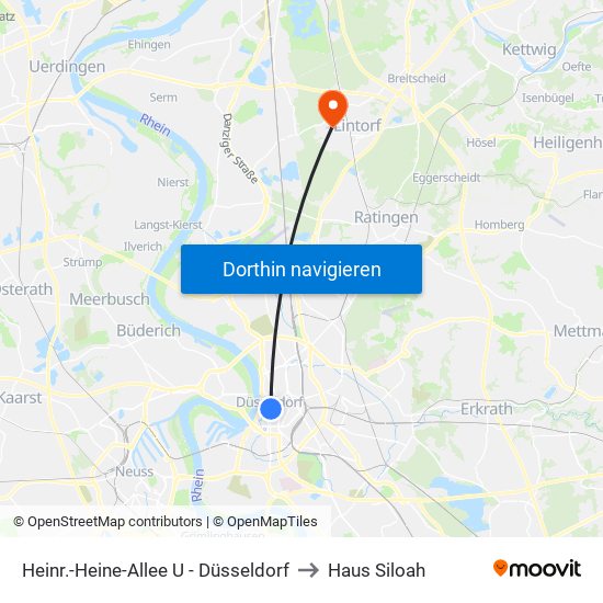 Heinr.-Heine-Allee U - Düsseldorf to Haus Siloah map