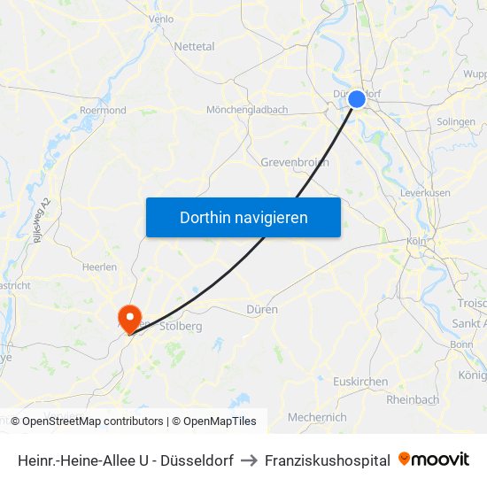 Heinr.-Heine-Allee U - Düsseldorf to Franziskushospital map