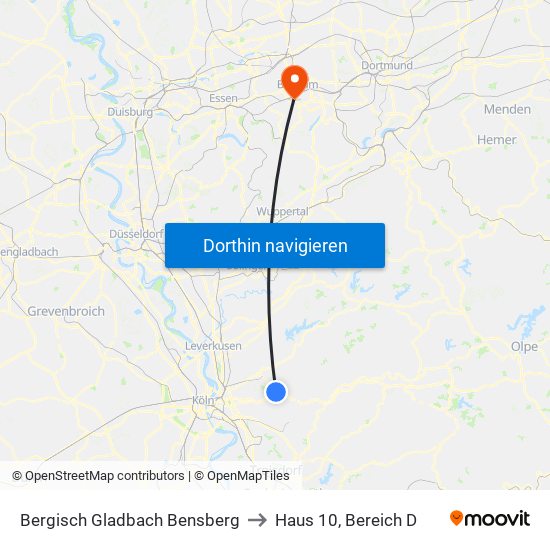 Bergisch Gladbach Bensberg to Haus 10, Bereich D map