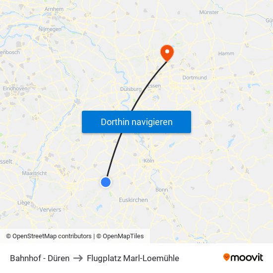 Bahnhof - Düren to Flugplatz Marl-Loemühle map