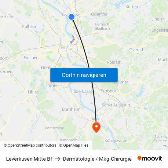 Leverkusen Mitte Bf to Dermatologie / Mkg-Chirurgie map