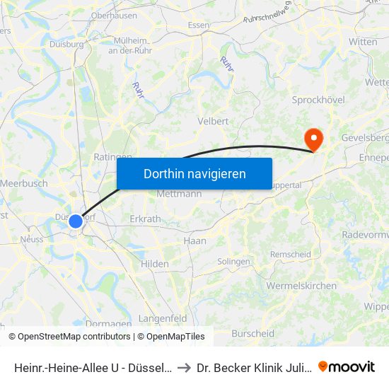 Heinr.-Heine-Allee U - Düsseldorf to Dr. Becker Klinik Juliana map