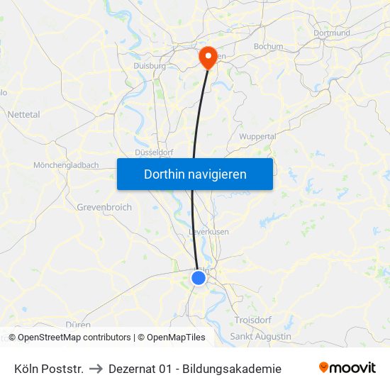 Köln Poststr. to Dezernat 01 - Bildungsakademie map