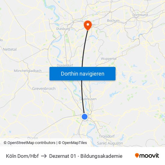 Köln Dom/Hbf to Dezernat 01 - Bildungsakademie map