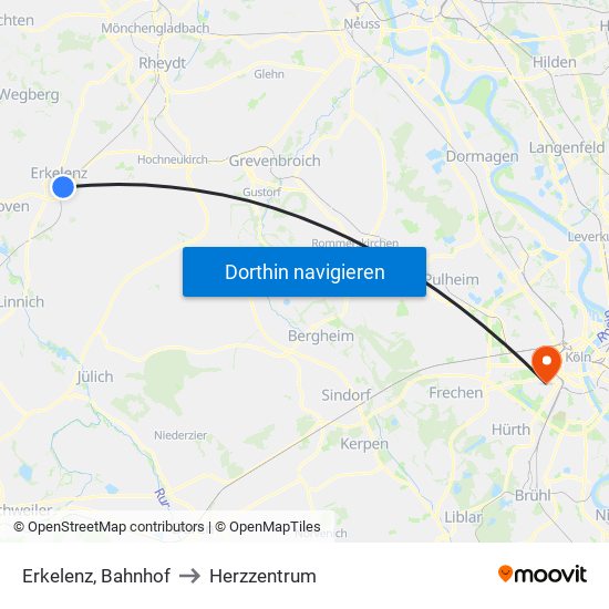 Erkelenz, Bahnhof to Herzzentrum map