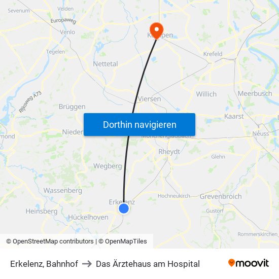 Erkelenz, Bahnhof to Das Ärztehaus am Hospital map