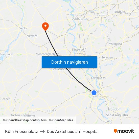 Köln Friesenplatz to Das Ärztehaus am Hospital map