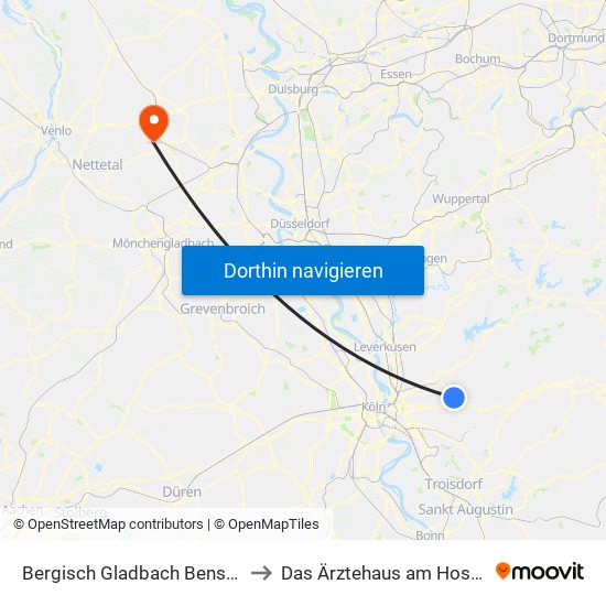 Bergisch Gladbach Bensberg to Das Ärztehaus am Hospital map