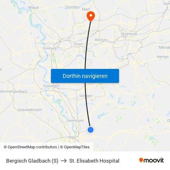 Bergisch Gladbach (S) to St. Elisabeth Hospital map