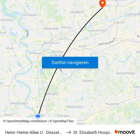 Heinr.-Heine-Allee U - Düsseldorf to St. Elisabeth Hospital map