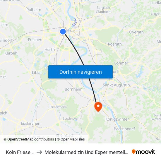 Köln Friesenplatz to Molekularmedizin Und Experimentelle Immunologie map