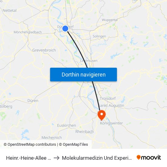 Heinr.-Heine-Allee U - Düsseldorf to Molekularmedizin Und Experimentelle Immunologie map