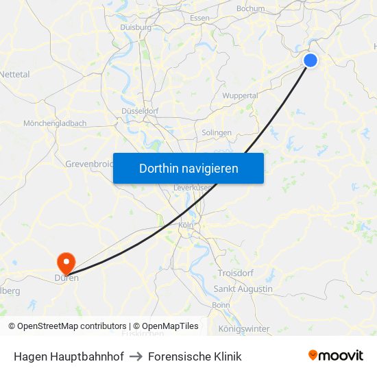 Hagen Hauptbahnhof to Forensische Klinik map