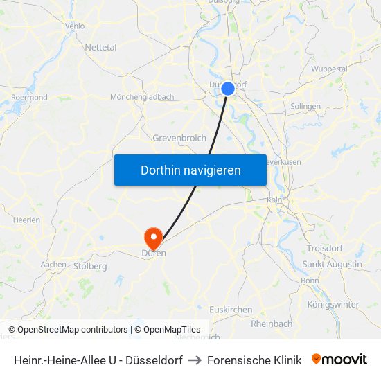 Heinr.-Heine-Allee U - Düsseldorf to Forensische Klinik map