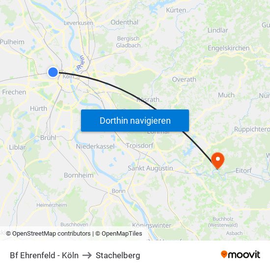 Bf Ehrenfeld - Köln to Stachelberg map