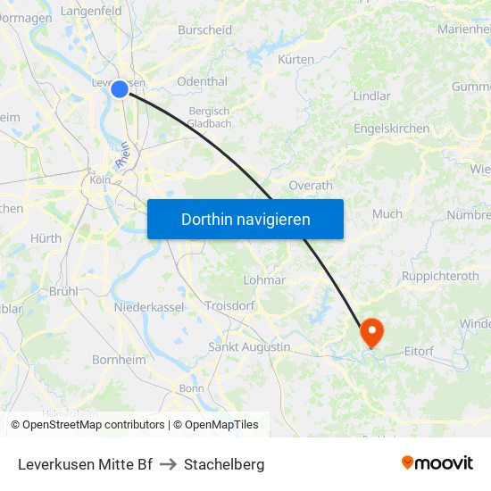 Leverkusen Mitte Bf to Stachelberg map