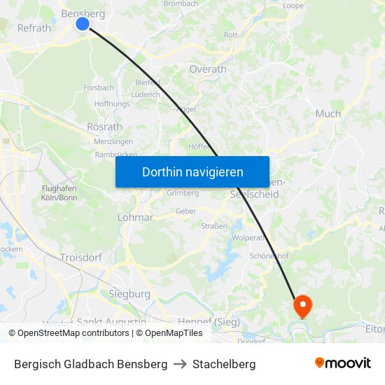 Bergisch Gladbach Bensberg to Stachelberg map