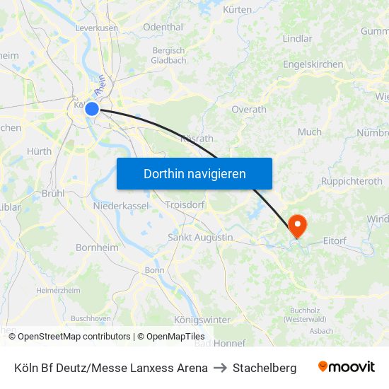 Köln Bf Deutz/Messe Lanxess Arena to Stachelberg map