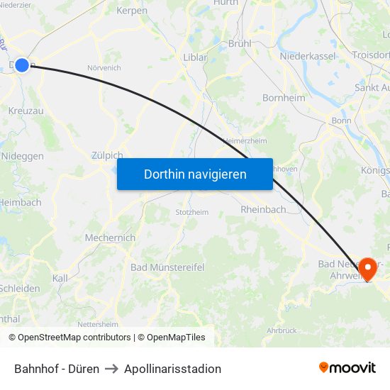 Bahnhof - Düren to Apollinarisstadion map