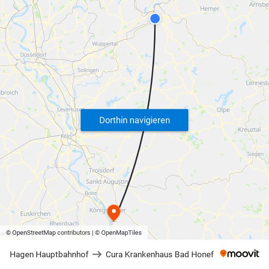 Hagen Hauptbahnhof to Cura Krankenhaus Bad Honef map