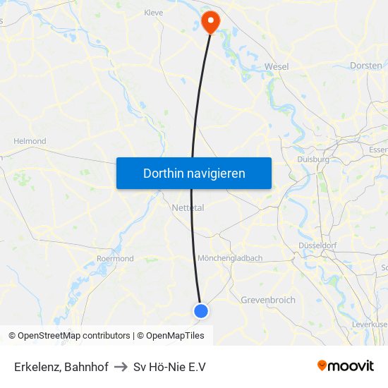 Erkelenz, Bahnhof to Sv Hö-Nie E.V map