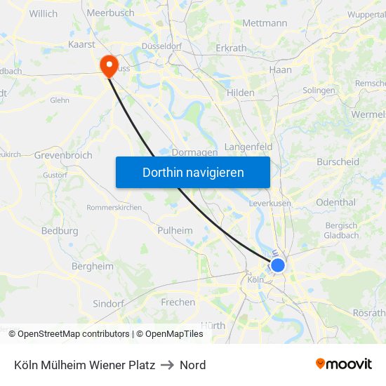 Köln Mülheim Wiener Platz to Nord map