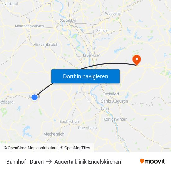 Bahnhof - Düren to Aggertalklinik Engelskirchen map