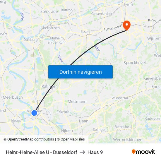 Heinr.-Heine-Allee U - Düsseldorf to Haus 9 map