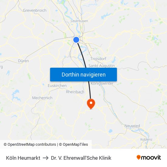 Köln Heumarkt to Dr. V. Ehrenwall'Sche Klinik map