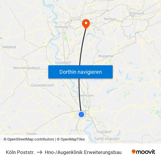 Köln Poststr. to Hno- / Augenklinik Erweiterungsbau map