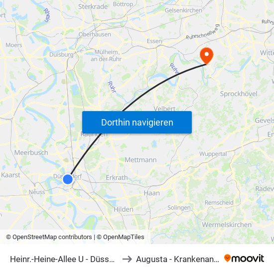 Heinr.-Heine-Allee U - Düsseldorf to Augusta - Krankenanstalt map