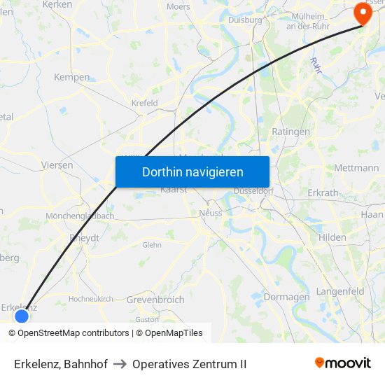 Erkelenz, Bahnhof to Operatives Zentrum II map