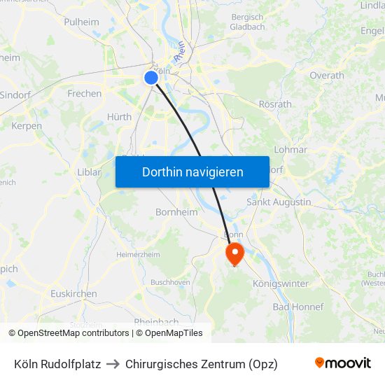 Köln Rudolfplatz to Chirurgisches Zentrum (Opz) map