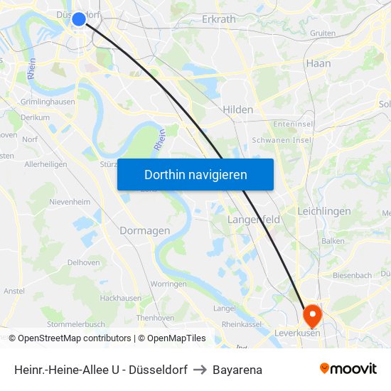 Heinr.-Heine-Allee U - Düsseldorf to Bayarena map